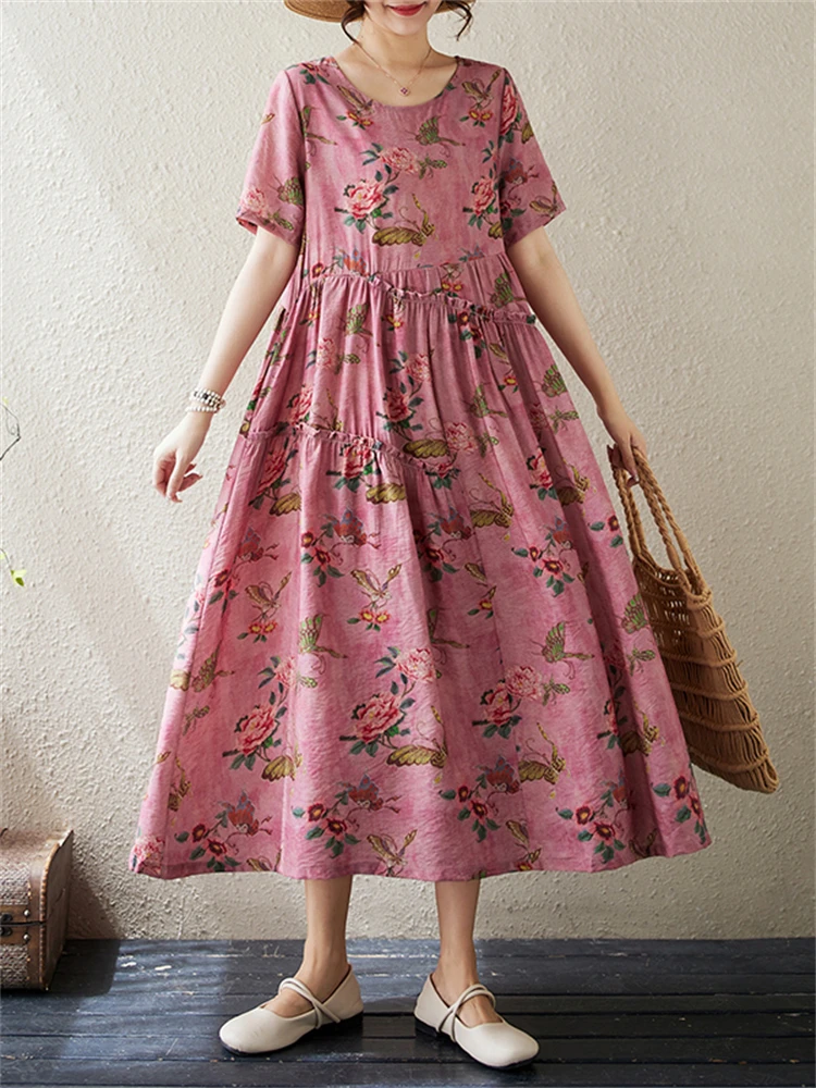 Cotton Vintage Dresses For Women 2024 Summer Casual Loose Long Dress Femme Robe Short Sleeve Vestidos Elegant Fashion Clothing
Cotton Vintage Dresses For Women 2024 Summer Casual Loose Long Dress Femme Robe Short Sleeve Vestidos Elegant Fashion Clothing