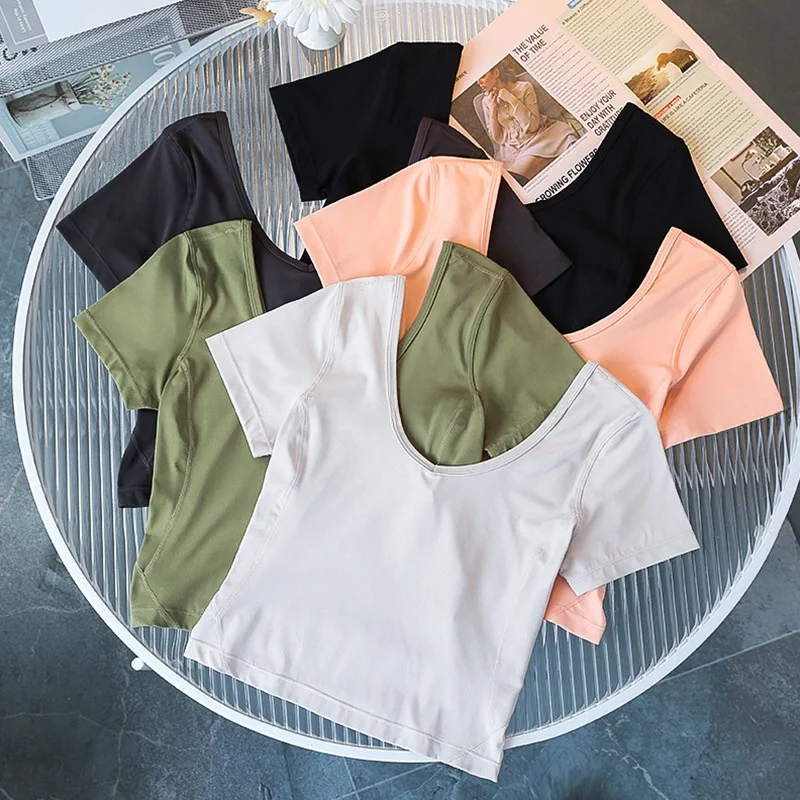 Women's Quick-Drying V-Neck Sports T-Shirt Same Style Summer Fitness Yoga Crop Top Skin-Friendly Domestic in Stock
Women's Quick-Drying V-Neck Sports T-Shirt Same Style Summer Fitness Yoga Crop Top Skin-Friendly Domestic in Stock