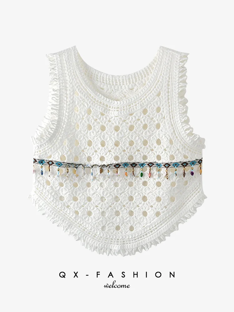 n Vaion Sle Bead Vest Strap Women Summer round Ne Hollow Tassel Top Cotton Blend ort Length
n Vaion Sle Bead Vest Strap Women Summer round Ne Hollow Tassel Top Cotton Blend ort Length