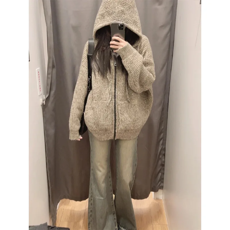 Autumn New Korean Retro Knitted Women's Oversized Hoodie Sweatshirts Winter Thick Warm Loose Zip Up Hoodie Coat for Women Y2k
Autumn New Korean Retro Knitted Women's Oversized Hoodie Sweatshirts Winter Thick Warm Loose Zip Up Hoodie Coat for Women Y2k