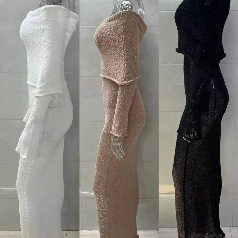Elegant Women Off Shoulder Long Sleeve Knit Maxi Dress Slim Fit Hollow Out Sexy Bodycon Knitted Long Dress Party Evening Outfit
Elegant Women Off Shoulder Long Sleeve Knit Maxi Dress Slim Fit Hollow Out Sexy Bodycon Knitted Long Dress Party Evening Outfit