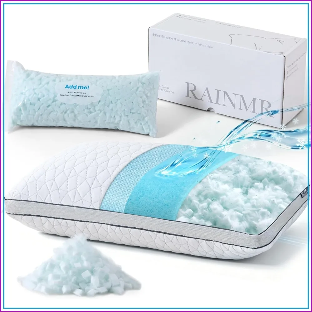 Cooling Pillow with Shredded Memory Foam, Adjustable Loft, Gel & Bamboo Side, Queen 20x30 for Hot Sleepers
Cooling Pillow with Shredded Memory Foam, Adjustable Loft, Gel & Bamboo Side, Queen 20x30 for Hot Sleepers
