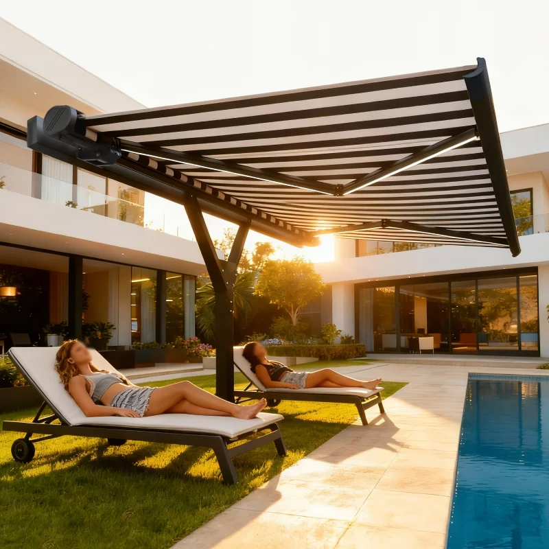 Windproof UV Protection Aluminum Free Standing Awning Popular LED Light Motorized Full Cassette Y Shape Sunshade Remote Control
Windproof UV Protection Aluminum Free Standing Awning Popular LED Light Motorized Full Cassette Y Shape Sunshade Remote Control
