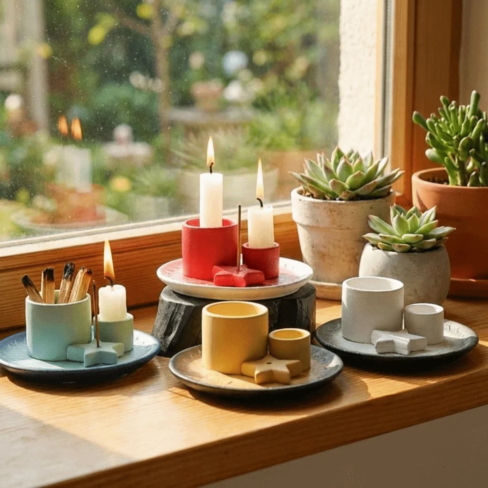 4-in-1 Ceramic Incense Burner Decorative Minimalist Desktop Candelabrum Candlestick Vintage Star Candle Holder Office Space
4-in-1 Ceramic Incense Burner Decorative Minimalist Desktop Candelabrum Candlestick Vintage Star Candle Holder Office Space