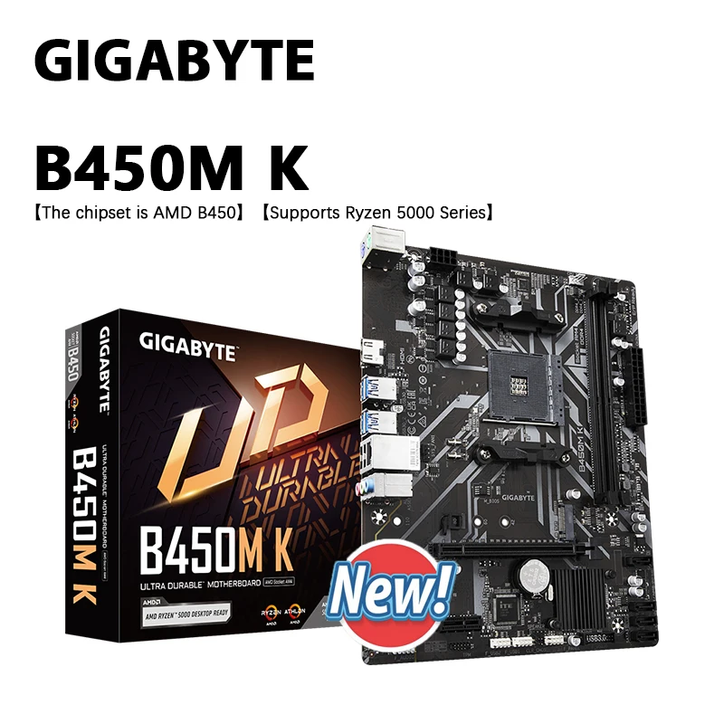 GIGABYTE B450M K (rev. 1.0) Micro-ATX AMD B450 DDR4 3600(O.C.) PCIe Gen3 x4 M.2 Double Channel Socket AM4 Motherboard New
GIGABYTE B450M K (rev. 1.0) Micro-ATX AMD B450 DDR4 3600(O.C.) PCIe Gen3 x4 M.2 Double Channel Socket AM4 Motherboard New