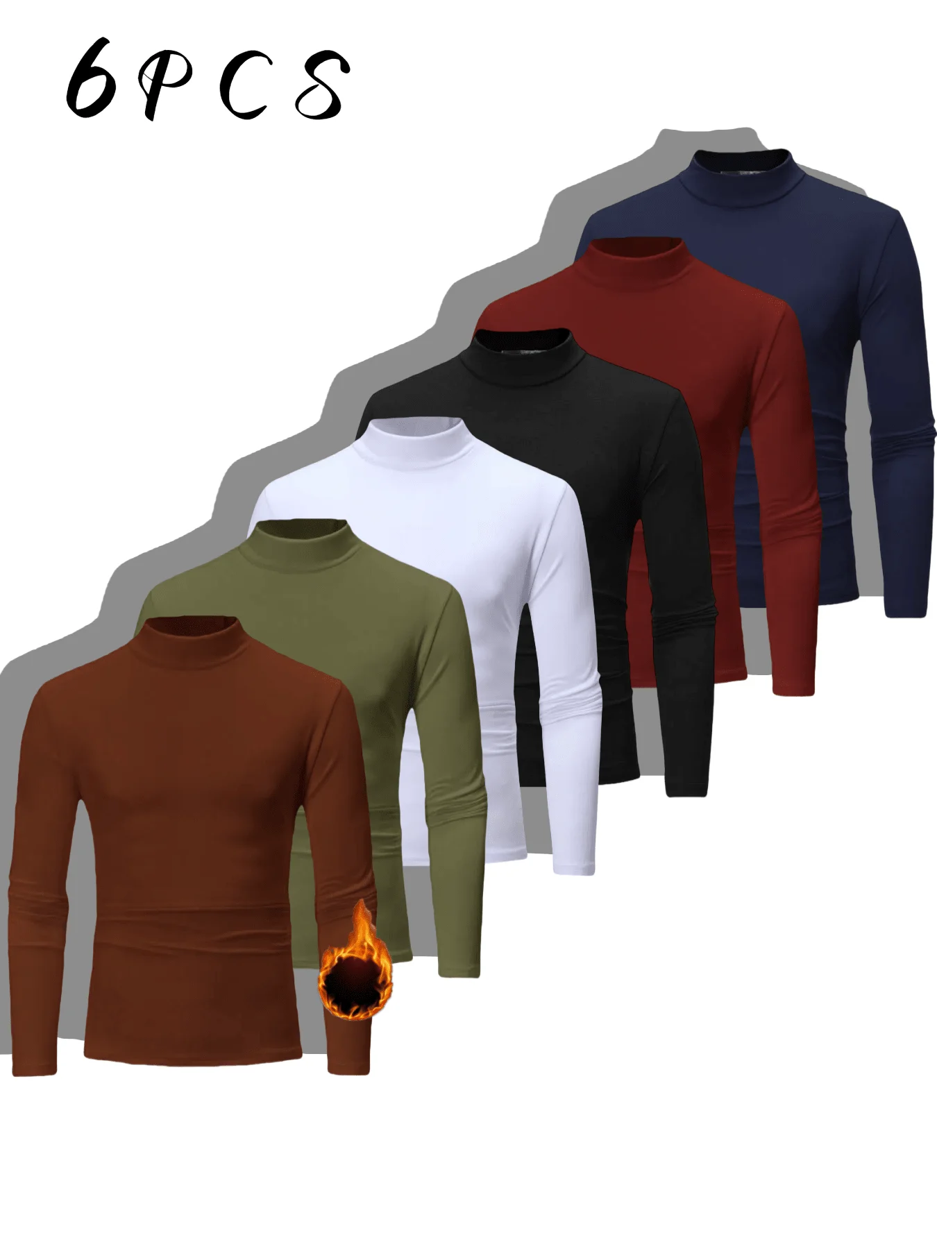 Мужские термофутболки с высоким воротом и длинным рукавом, 6 штук в упаковке, однотонные, мягкие и теплые, базовый слой для осени и зимы
Мужские термофутболки с высоким воротом и длинным рукавом, 6 штук в упаковке, однотонные, мягкие и теплые, базовый слой для осени и зимы