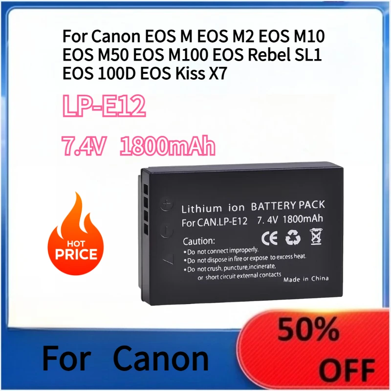 Camera Battery LP-E12 For Canon EOS M M2 M10 M50 M100 Rebel SL1 100D Kiss X7
Camera Battery LP-E12 For Canon EOS M M2 M10 M50 M100 Rebel SL1 100D Kiss X7