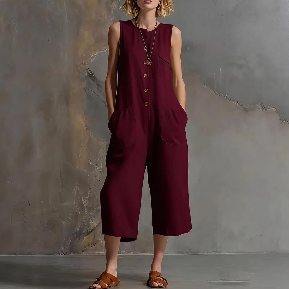 Spring Summer Retro White Cotton Linen Sleeveless Wide Leg Jumpsuit Women's Casual Seven Points Playsuit Pants Overall Outfits
Spring Summer Retro White Cotton Linen Sleeveless Wide Leg Jumpsuit Women's Casual Seven Points Playsuit Pants Overall Outfits