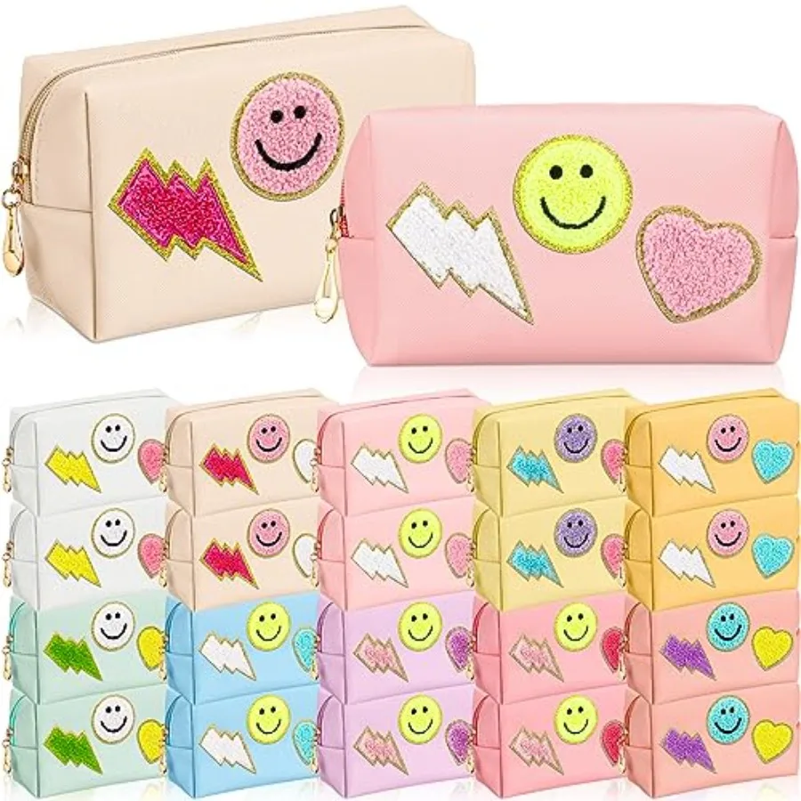 Sanwuta 20 Pcs Preppy Patch Makeup Bag Bulk PU Leather Cosmetic Bags Chenille Letters Organizer Smile Lightning Heart Toiletry
Sanwuta 20 Pcs Preppy Patch Makeup Bag Bulk PU Leather Cosmetic Bags Chenille Letters Organizer Smile Lightning Heart Toiletry