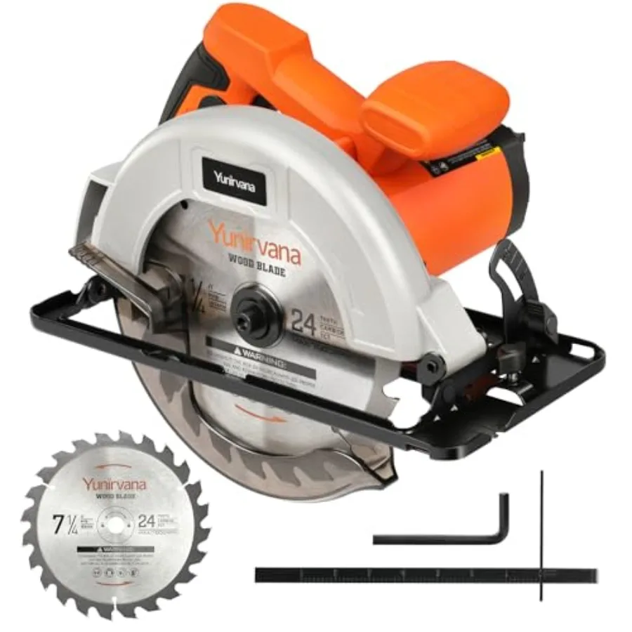 11 Amp Corded Circular Saw with Circular Saw Blade 6000RPM Adjustable Cutting Depth 7-1/4 Inch Blade Ideal for Wood and Plastic
11 Amp Corded Circular Saw with Circular Saw Blade 6000RPM Adjustable Cutting Depth 7-1/4 Inch Blade Ideal for Wood and Plastic