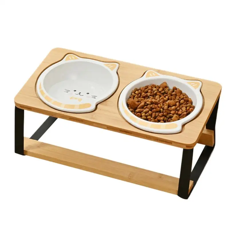 Raised Cat Bowl Cat Raised Food Bowl Double Tall Ceramic Dish Spill-Proof Non-Slip Wooden Base For Kitten Puppy Eating Drinking
Raised Cat Bowl Cat Raised Food Bowl Double Tall Ceramic Dish Spill-Proof Non-Slip Wooden Base For Kitten Puppy Eating Drinking