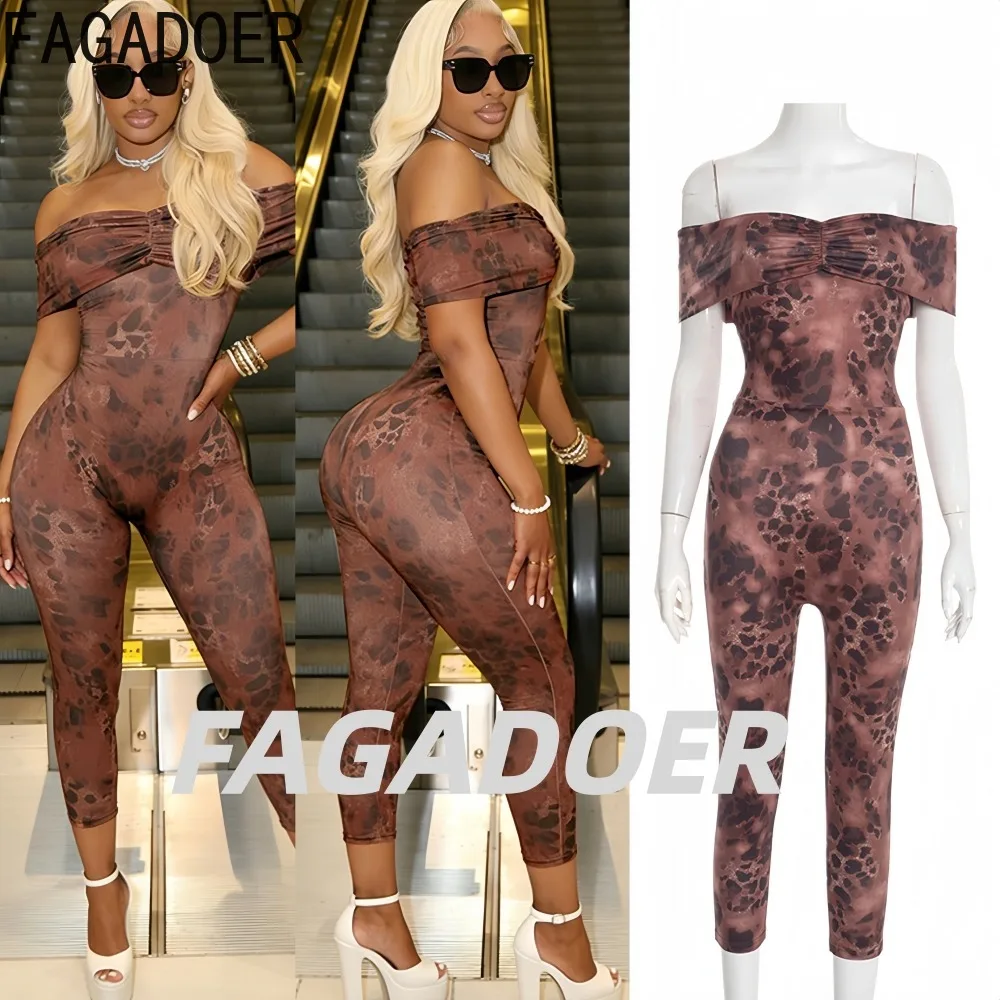 FAGADOER Spring New Sexy Leopard Print Jumpsuits Women Off Showlder Backless Bodycon Rompers Female Ruched Patchwork Overalls
FAGADOER Spring New Sexy Leopard Print Jumpsuits Women Off Showlder Backless Bodycon Rompers Female Ruched Patchwork Overalls