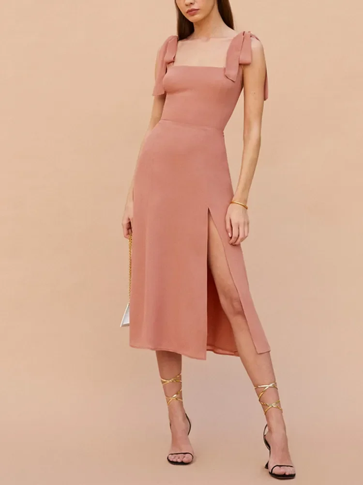 Women's French Retro Slim Dress Female Neckline Sling Hem Split Long Robe for Summer
Women's French Retro Slim Dress Female Neckline Sling Hem Split Long Robe for Summer