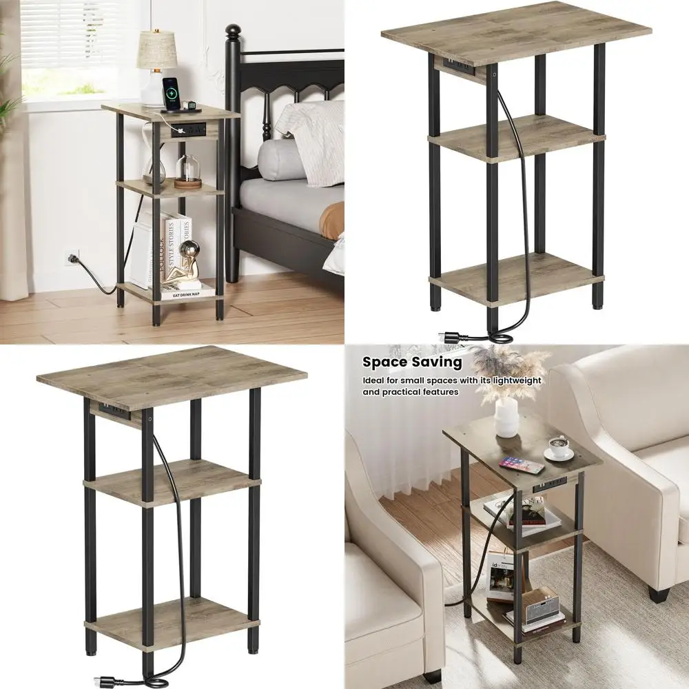 Charging Station Tall End Table, Slim Nightstand with USB & Outlets, 3-Tier Storage Side Table for Home & Office, Greige
Charging Station Tall End Table, Slim Nightstand with USB & Outlets, 3-Tier Storage Side Table for Home & Office, Greige