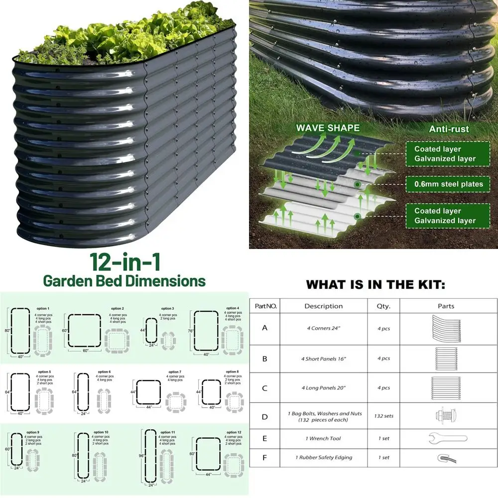 olle galvanized raised garden bed outdoor 32" tall 12 in 1 metal raised garden planter raised bed for growing flowers herbs vege
olle galvanized raised garden bed outdoor 32" tall 12 in 1 metal raised garden planter raised bed for growing flowers herbs vege