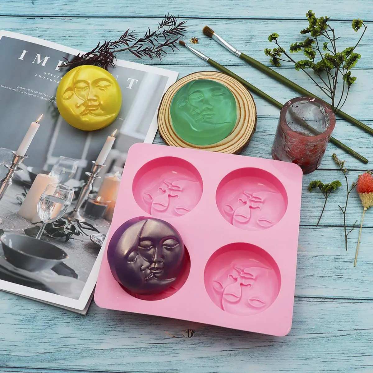 4 round double face cold soap making mold creative silicone cake mold DIY manual baking mold
4 round double face cold soap making mold creative silicone cake mold DIY manual baking mold
