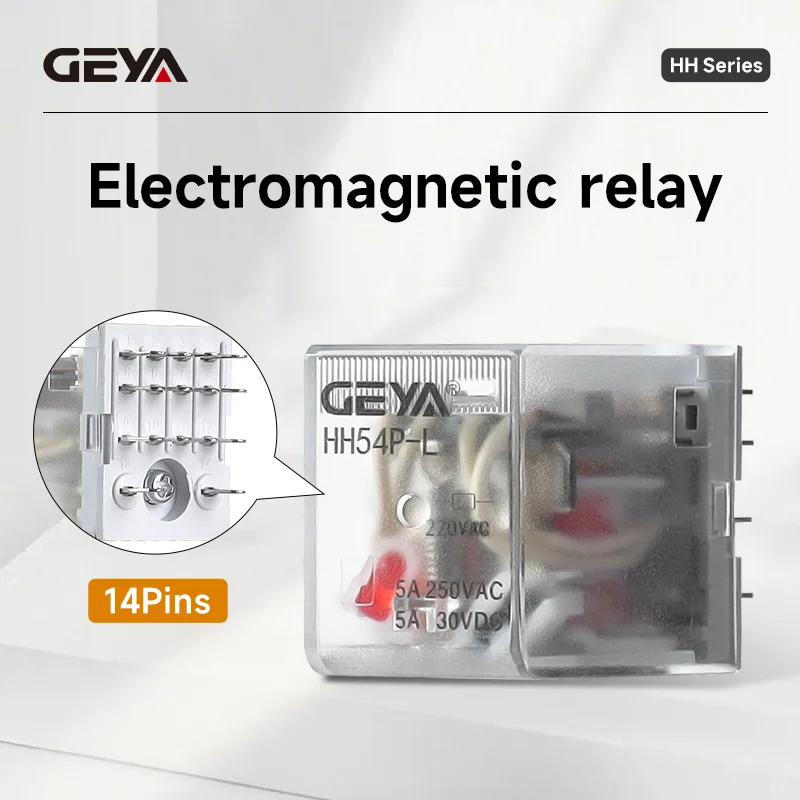 GEYA 14pins Electromagnetic Intermediate Relay Electronic Micro relay with LED Lamp 12V 24V 220V 5A Coil Power Relay 1PCS
GEYA 14pins Electromagnetic Intermediate Relay Electronic Micro relay with LED Lamp 12V 24V 220V 5A Coil Power Relay 1PCS