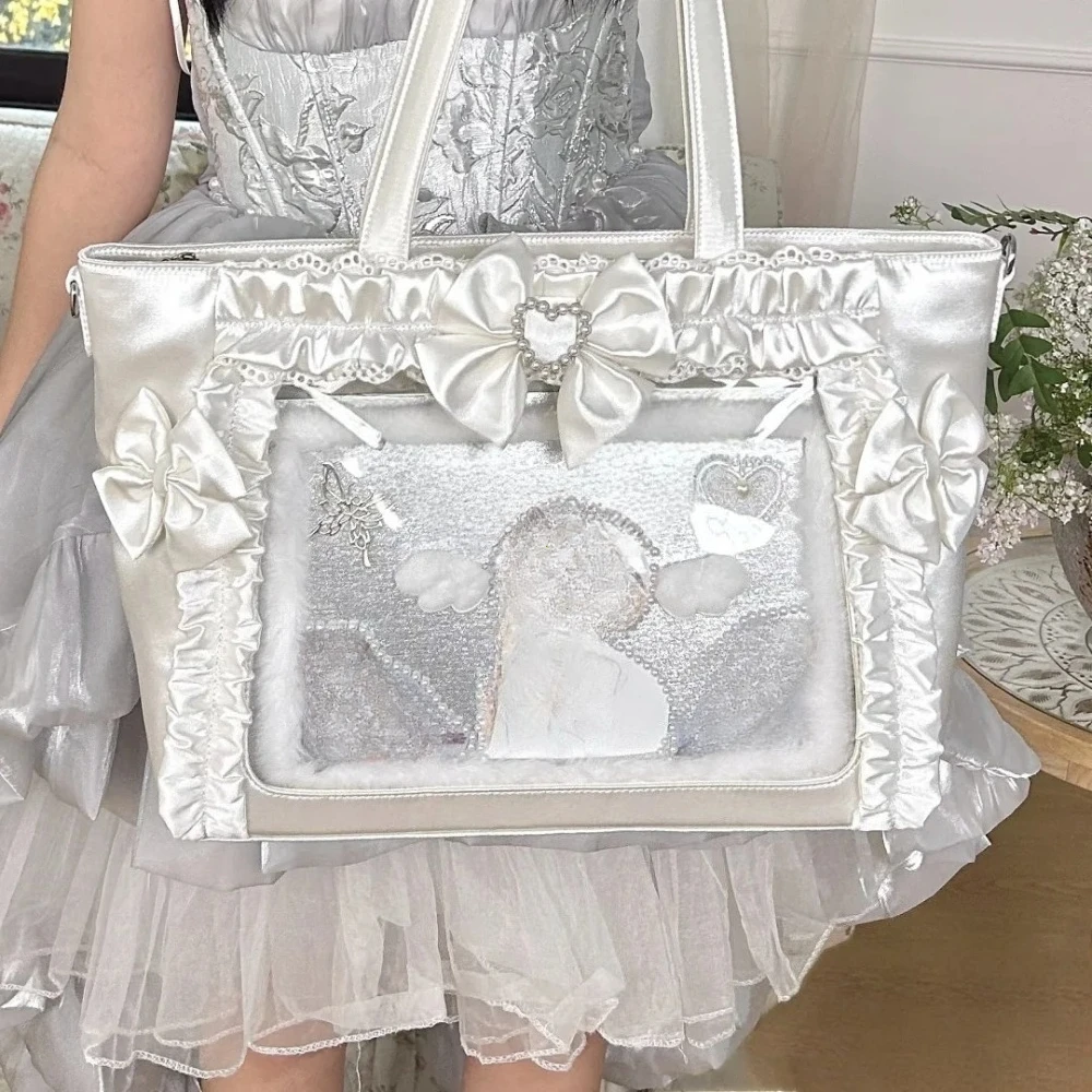 New Sweet and Cool Girl Ulzzang Ita Bag Lace Bow Ribbon JK Uniform Shoulder Bag Comic Exhibition Portable Y2K Tote Bag
New Sweet and Cool Girl Ulzzang Ita Bag Lace Bow Ribbon JK Uniform Shoulder Bag Comic Exhibition Portable Y2K Tote Bag