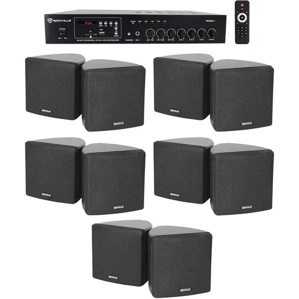 60W 70V Bluetooth Amplifier Bundle with 10 Wall-Mount Swivel Speakers for Commercial Use
60W 70V Bluetooth Amplifier Bundle with 10 Wall-Mount Swivel Speakers for Commercial Use