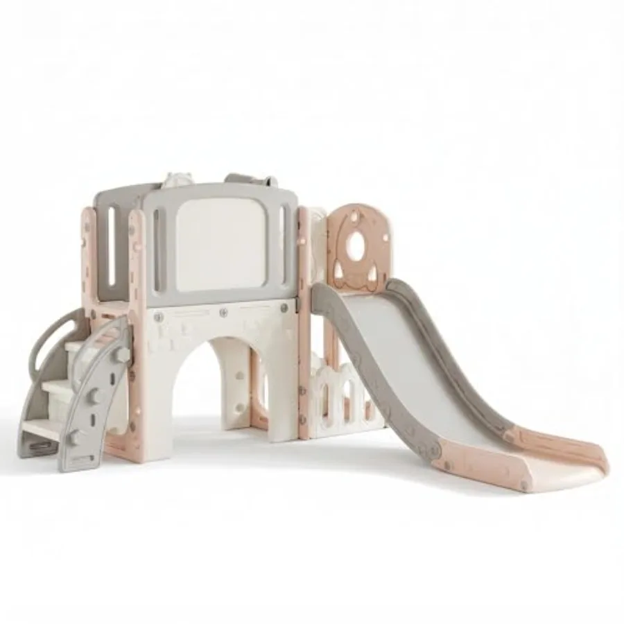 Indoor outdoor toddler slide set for kids up to 5 years: plastic climber slide combo with basketball hoop crawl tunnel steps an
Indoor outdoor toddler slide set for kids up to 5 years: plastic climber slide combo with basketball hoop crawl tunnel steps an