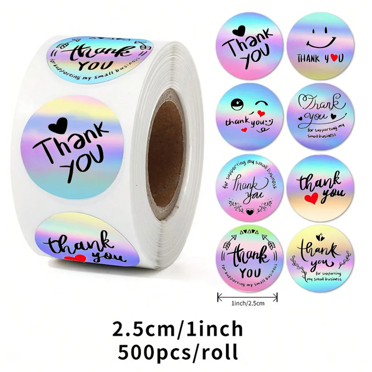 500 pcs/roll Round thank-you labels, plain holographic seal stickers for gifts, party decorations and takeaway packaging
500 pcs/roll Round thank-you labels, plain holographic seal stickers for gifts, party decorations and takeaway packaging