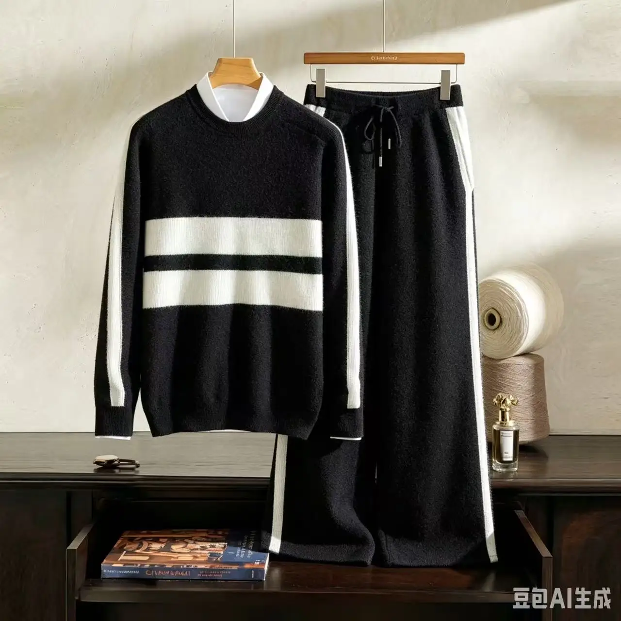 Men's High Quality 100% Cashmere Casual Set Knitted round Neck Pullover Sweater Loose Striped Long Pants Pocket sports two-piece
Men's High Quality 100% Cashmere Casual Set Knitted round Neck Pullover Sweater Loose Striped Long Pants Pocket sports two-piece