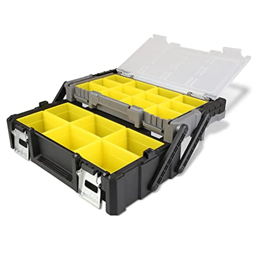 18 Inch Portable Plastic Cantilever Tool Box Organizer with Removable Compartments Great Organization and Storage for Hardware
18 Inch Portable Plastic Cantilever Tool Box Organizer with Removable Compartments Great Organization and Storage for Hardware