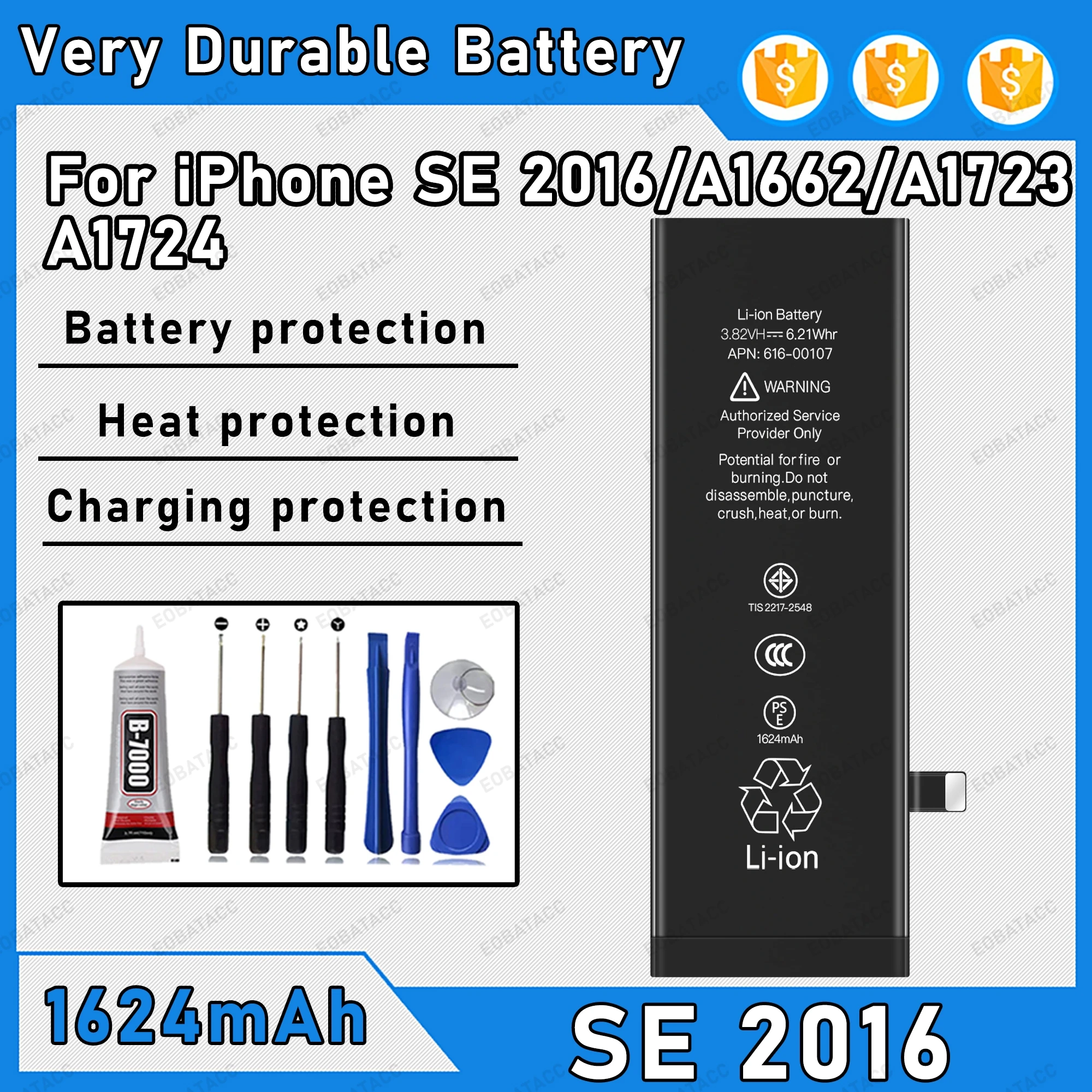 100% 0 Cycle High Capacity Battery For iPhone SE 2016/A1662/A1723 Phone Bateria+Free Tool Kit
100% 0 Cycle High Capacity Battery For iPhone SE 2016/A1662/A1723 Phone Bateria+Free Tool Kit