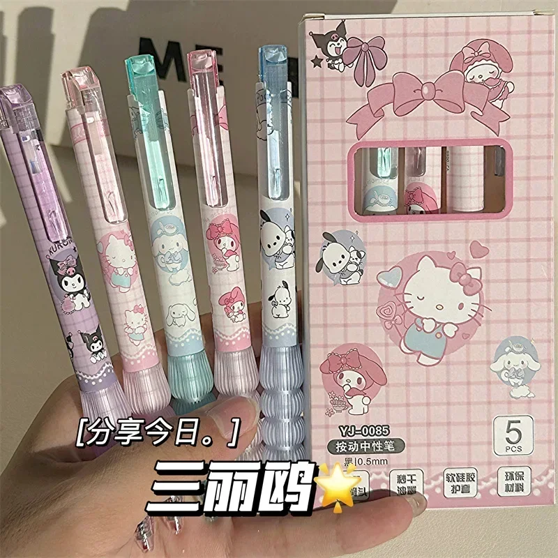 5Pcs Sanrio Hello Kitty 0.5mm Black Gel Pen Cute Cartoon Kuromi Portable Children Stationery Office School Supplies Gifts Prize
5Pcs Sanrio Hello Kitty 0.5mm Black Gel Pen Cute Cartoon Kuromi Portable Children Stationery Office School Supplies Gifts Prize