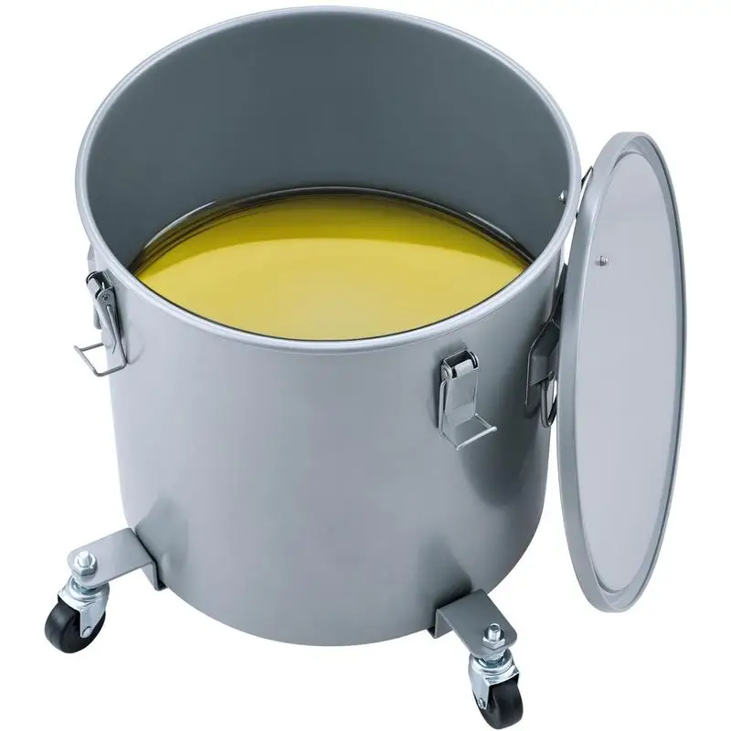Carbon Steel Oil Transport Container 10 Gal For Restaurants Commercial Kitchens Food Trucks, Caster Base Lock Clips Filter Bag, Gray Heavy Duty Storage Drum High Capacity Waste Oil Caddy with Lid 15 Inch Diameter 18 Inch Height
Carbon Steel Oil Transport Container 10 Gal For Restaurants Commercial Kitchens Food Trucks, Caster Base Lock Clips Filter Bag, Gray Heavy Duty Storage Drum High Capacity Waste Oil Caddy with Lid 15 Inch Diameter 18 Inch Height