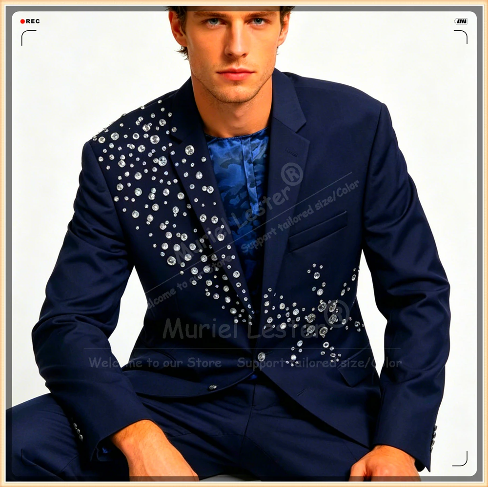 Luxury Rhinestone Beaded Suit Men 2 Pieces Man Daily Business Party Blazer Pants Customized Groom Wedding Tuxedos Ropa Hombre
Luxury Rhinestone Beaded Suit Men 2 Pieces Man Daily Business Party Blazer Pants Customized Groom Wedding Tuxedos Ropa Hombre