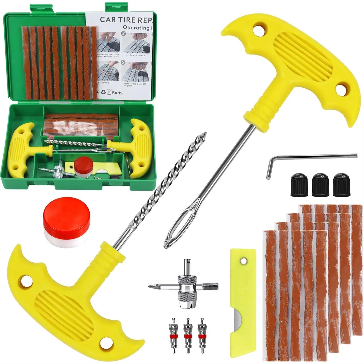 33Pcs Heavy Duty Tire Plug Kit for Cars, Motorcycles, ATVs, Tractors - Fix Punctures & Flats Fast
33Pcs Heavy Duty Tire Plug Kit for Cars, Motorcycles, ATVs, Tractors - Fix Punctures & Flats Fast
