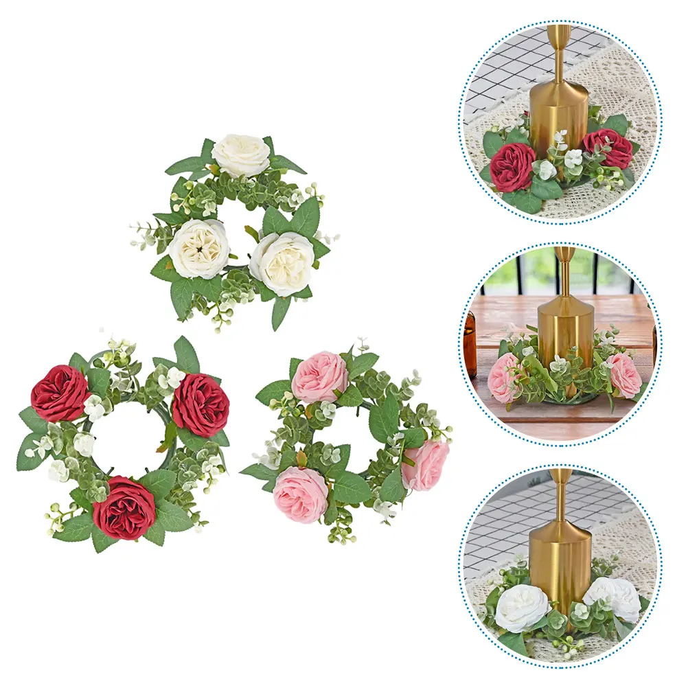 3pcs Artificial Rose Ring Rustic Pillar Holder Floral Wreath Table Decoration Wedding Party Decor Cloth Plastic
3pcs Artificial Rose Ring Rustic Pillar Holder Floral Wreath Table Decoration Wedding Party Decor Cloth Plastic