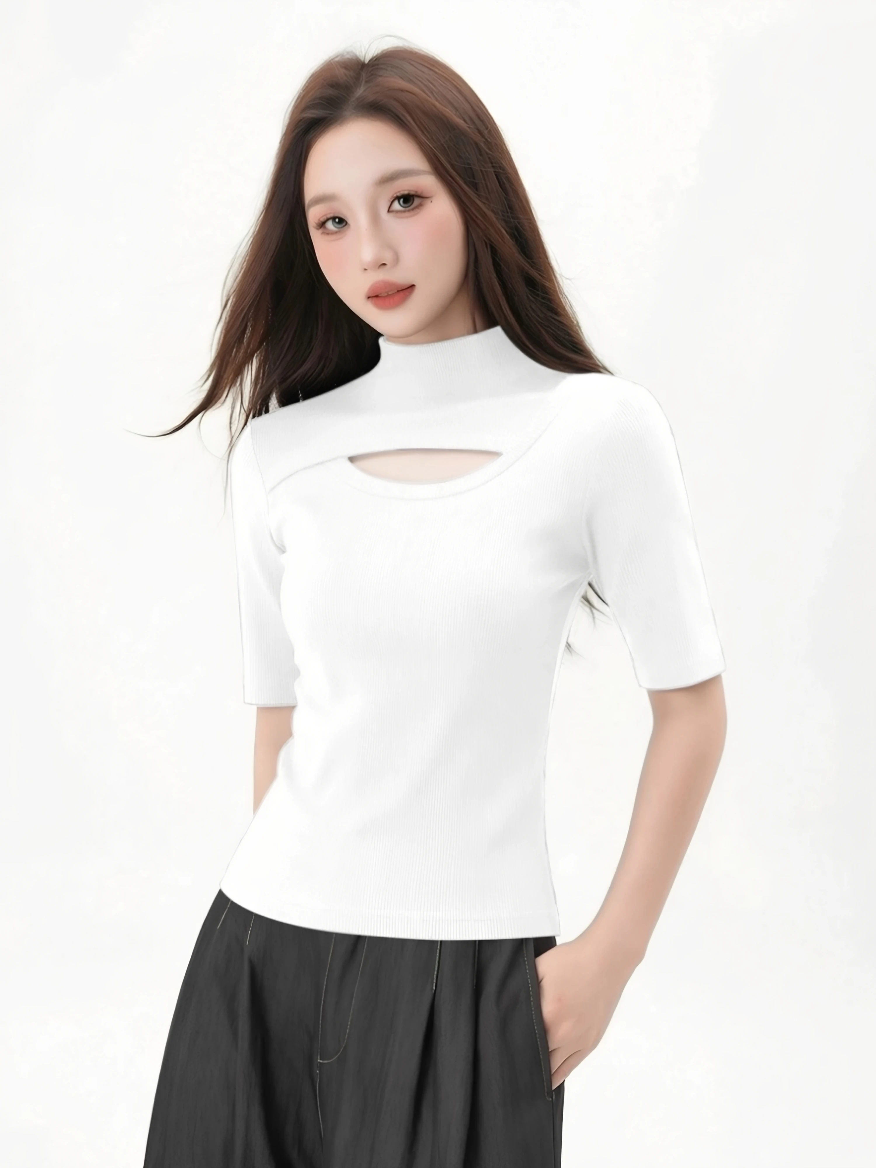Women's Mid-Sleeve Base Shirt Hollow out Halter Neck Inner Wear T-Shirt plus Size Spring Autumn New Style Five-Quarter Sleeve
Women's Mid-Sleeve Base Shirt Hollow out Halter Neck Inner Wear T-Shirt plus Size Spring Autumn New Style Five-Quarter Sleeve