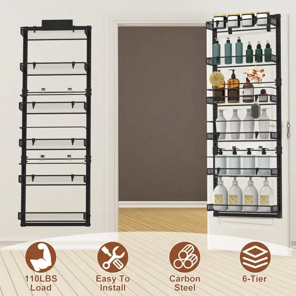 6-Tier Over the Door Pantry Organizer, Large Metal Door Spice Rack, Hanging Heavy-Duty Pantry Door
6-Tier Over the Door Pantry Organizer, Large Metal Door Spice Rack, Hanging Heavy-Duty Pantry Door
