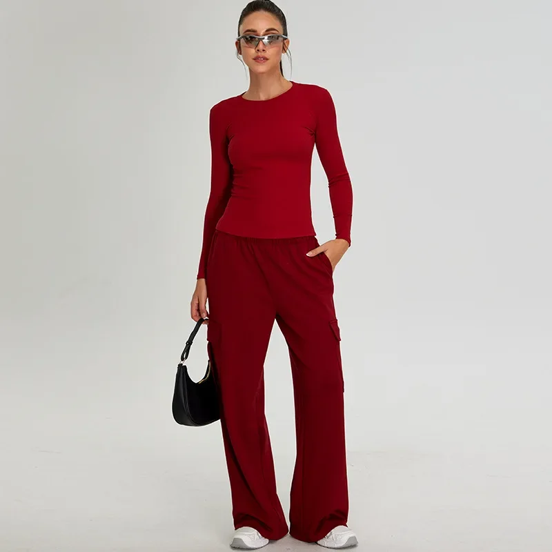 Long Sleeve T Shirt Yoga Set Women Red Slim Workout Top Running Fitness Suit Tracksuits Sports High Waist Pocket Work Pants Sets
Long Sleeve T Shirt Yoga Set Women Red Slim Workout Top Running Fitness Suit Tracksuits Sports High Waist Pocket Work Pants Sets