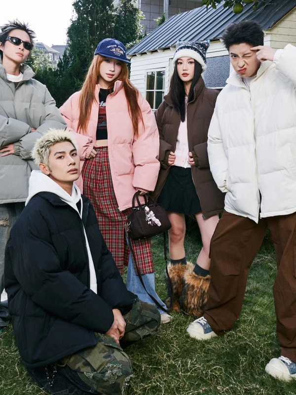 MGJM Ретро Уличная одежда с воротником для пар, хлопковая куртка, верхняя одежда, зимняя свободная хлопковая одежда, повседневная длинная свеч-молния