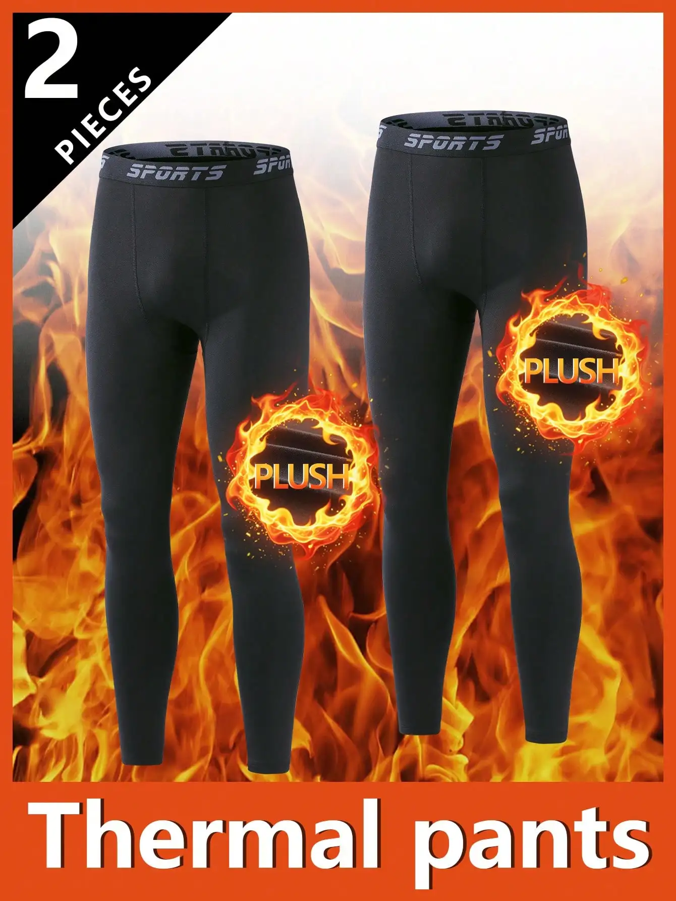 2-Pack Men's Black Thermal Base Layer Pants with Plush Lining for Cold Weather
2-Pack Men's Black Thermal Base Layer Pants with Plush Lining for Cold Weather