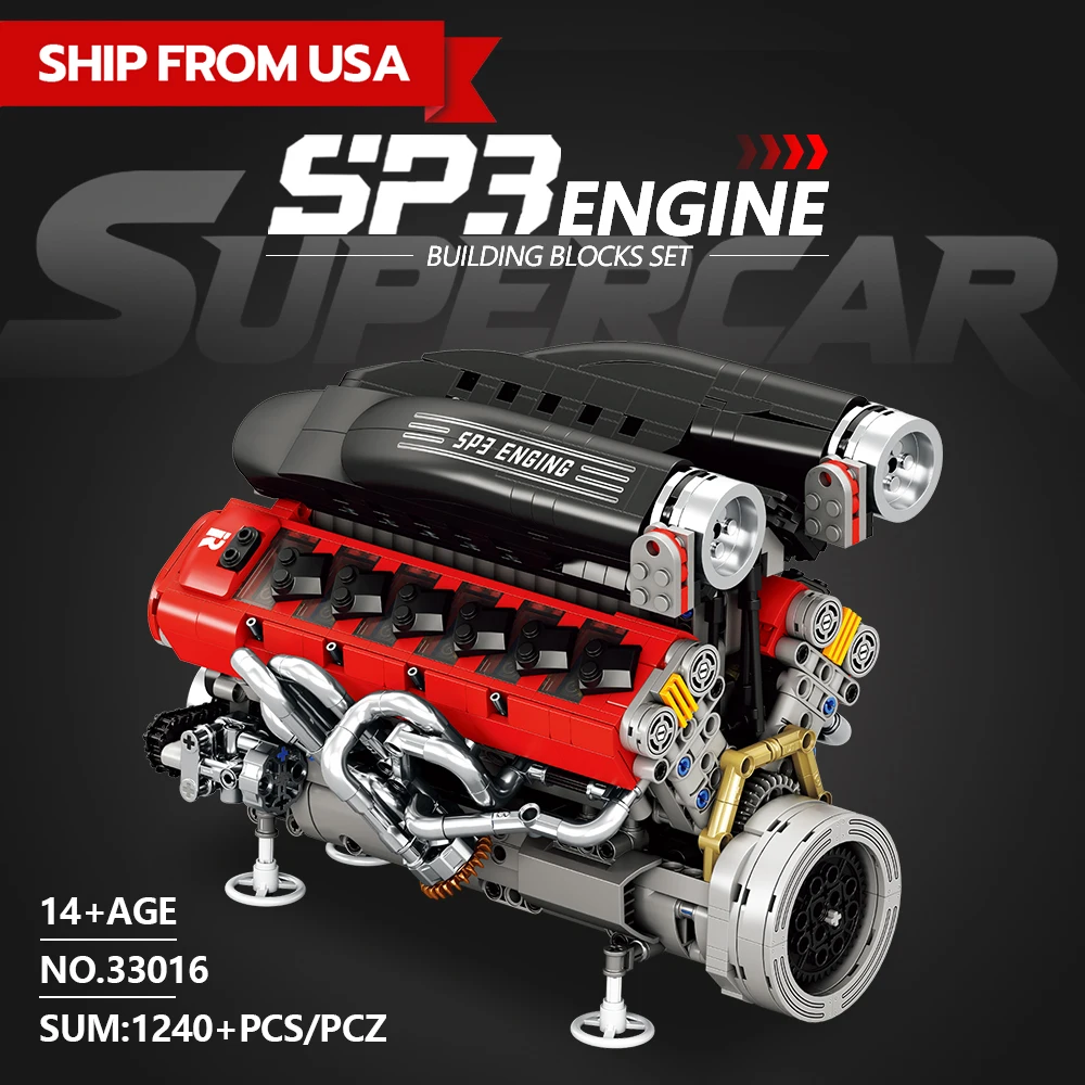 SP3 V12 Engine Building Blocks Model Set Working Model Kit Sport Car Simulation Educational Toy 33016 1240pcs
SP3 V12 Engine Building Blocks Model Set Working Model Kit Sport Car Simulation Educational Toy 33016 1240pcs