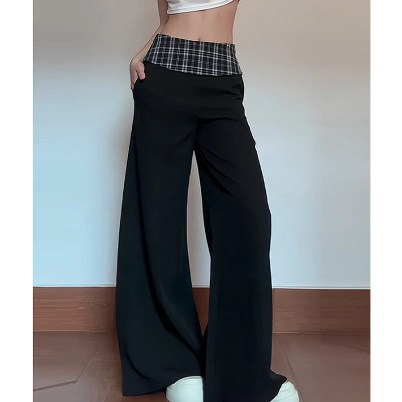 Patchwork Plaid Suit Pants High Waist Wide Leg Pocket Straight Pants Loose Casual Trousers 2025 New Spring Black Pants Female
Patchwork Plaid Suit Pants High Waist Wide Leg Pocket Straight Pants Loose Casual Trousers 2025 New Spring Black Pants Female