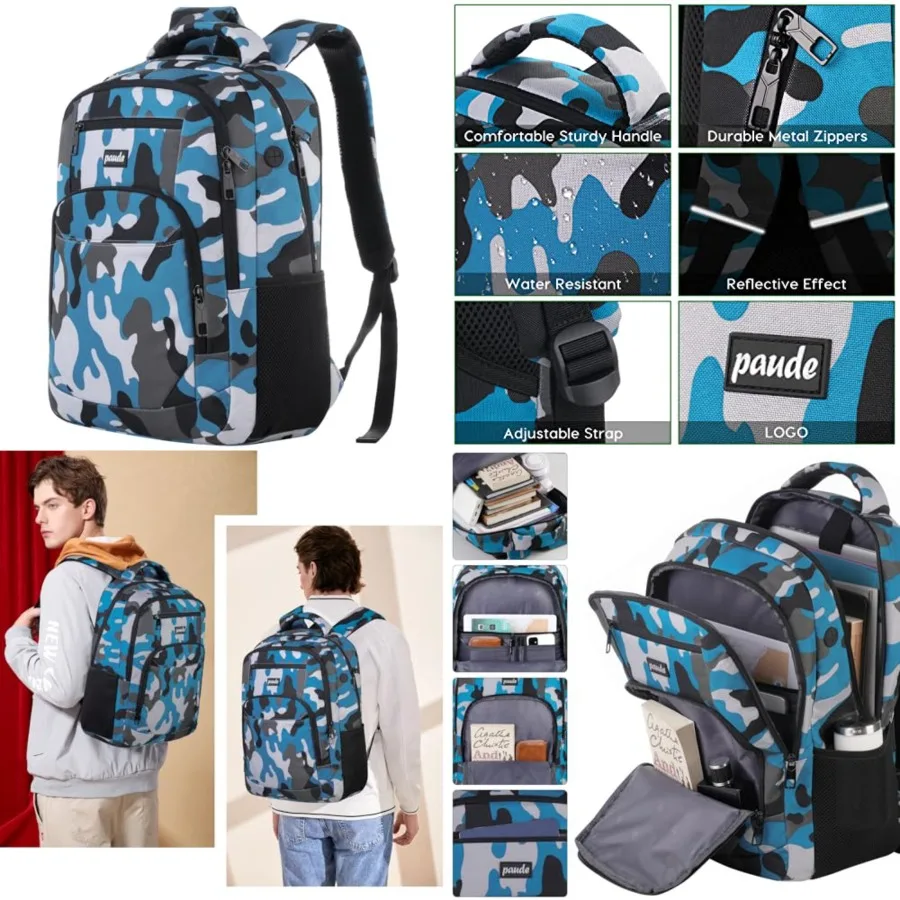 Backpack for Men, College Backpack School Bookbag for Teens, Laptop Bookbag with USB Port and Headphone Hole
Backpack for Men, College Backpack School Bookbag for Teens, Laptop Bookbag with USB Port and Headphone Hole