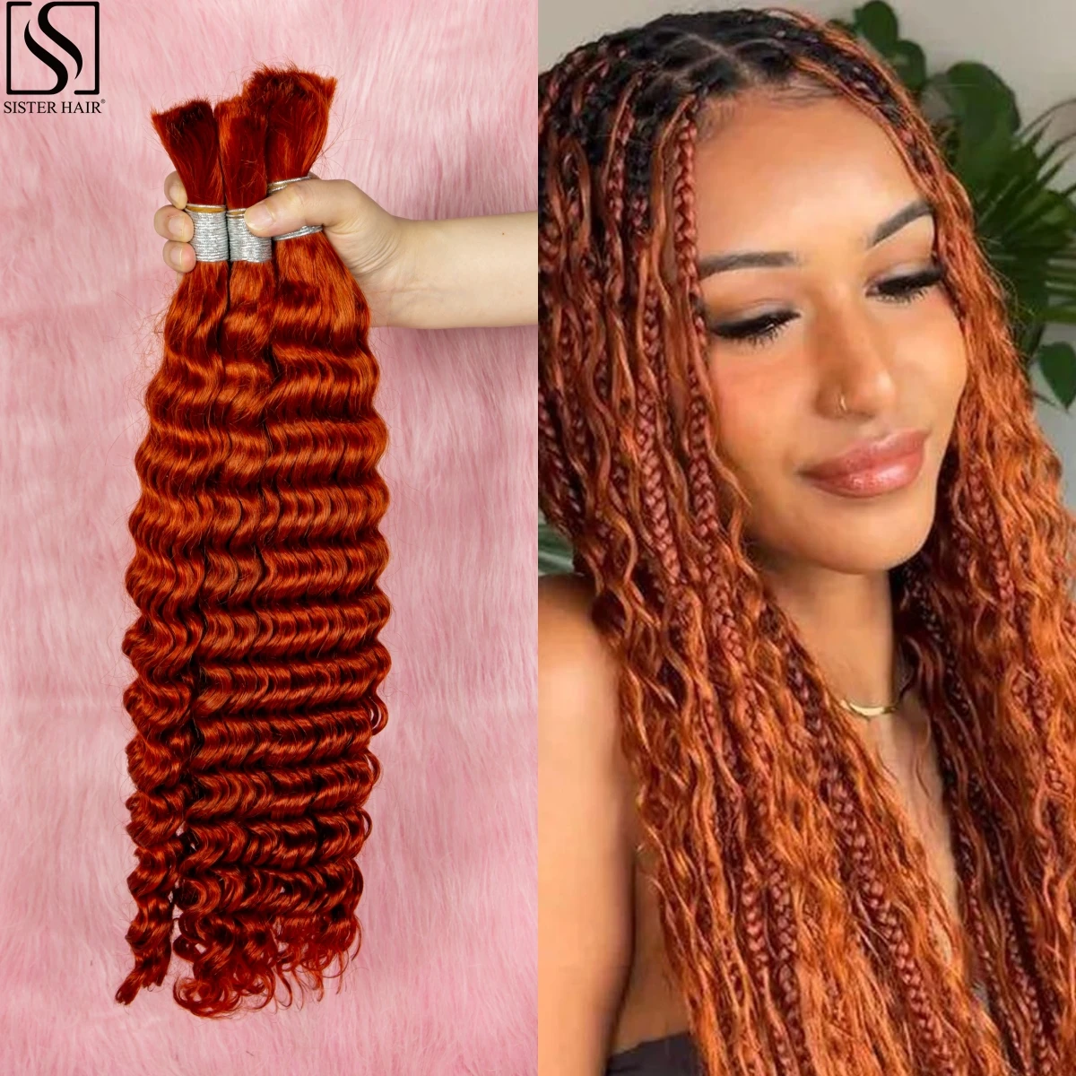 26 28 Inches Human Hair For Braiding Deep Wave Bulk No Weft 100% Virgin Ginger Orange Hair Human Braiding Hair For Boho Braids
26 28 Inches Human Hair For Braiding Deep Wave Bulk No Weft 100% Virgin Ginger Orange Hair Human Braiding Hair For Boho Braids