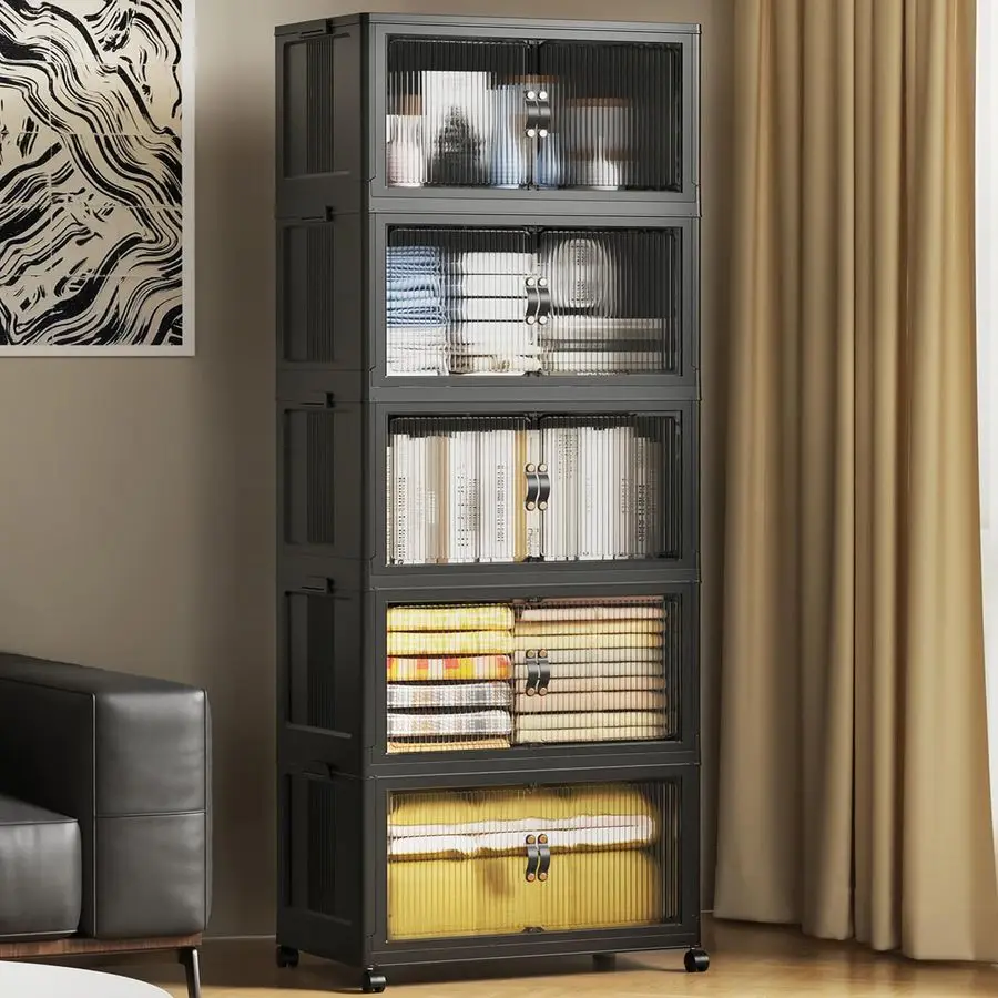 81Gal 325Qt Stackable Storage Bins Folding Collapsible Storage Bins with Lid, Closet Organizers and Storage Box with Door Black
81Gal 325Qt Stackable Storage Bins Folding Collapsible Storage Bins with Lid, Closet Organizers and Storage Box with Door Black