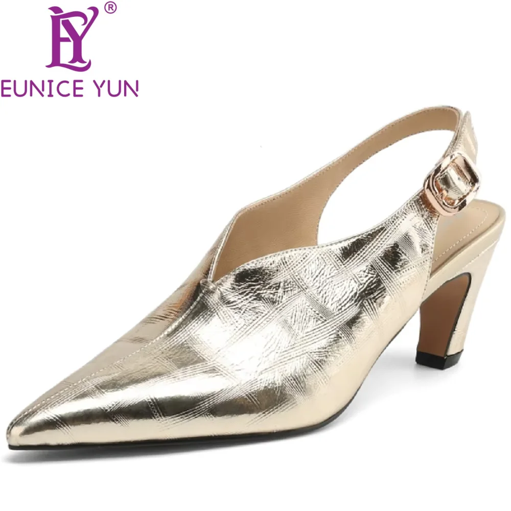 【EUNUICE YUN】NEW Summer Women Handmade Genuine Leather Pointed Toe Mid Heel Leisure and comfort Shoes 34-40
【EUNUICE YUN】NEW Summer Women Handmade Genuine Leather Pointed Toe Mid Heel Leisure and comfort Shoes 34-40