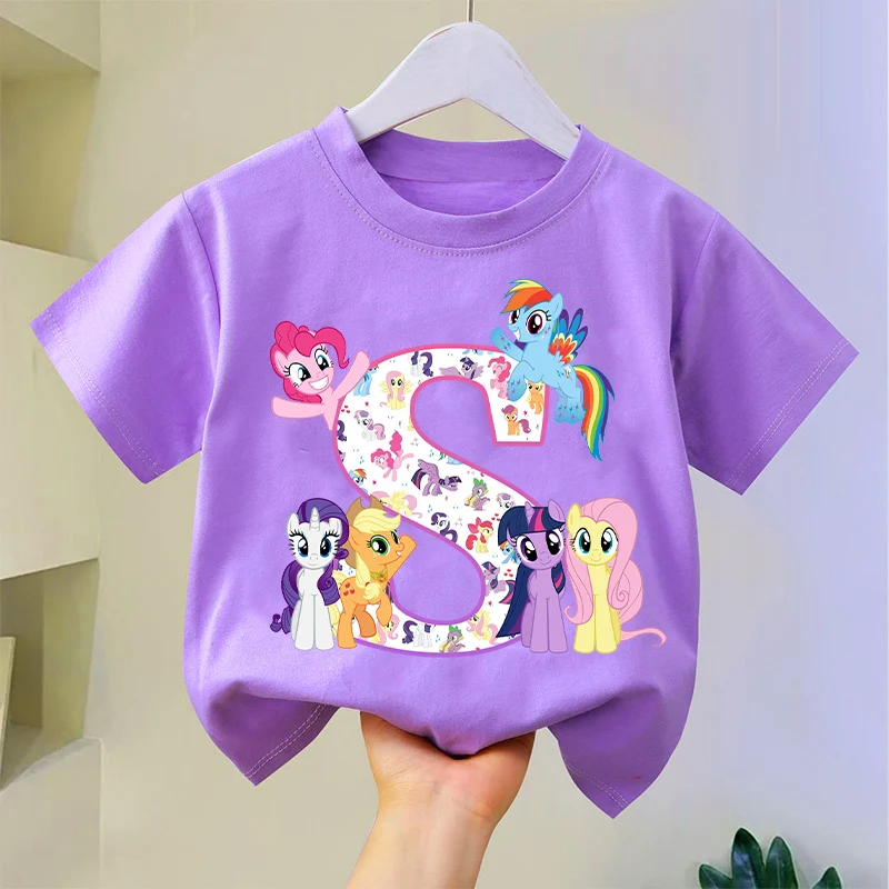 My Little Ponys Girls T-shirt Cute Letter A-Z Tees Kids Summer Short Sleeve Fashion Cotton Tops Children Clothes Gift Hot Sales
My Little Ponys Girls T-shirt Cute Letter A-Z Tees Kids Summer Short Sleeve Fashion Cotton Tops Children Clothes Gift Hot Sales