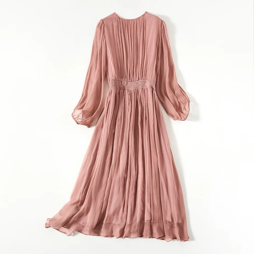 Women 100%Real Silk Elegant Dress, Long Sleeve Solid, Beach OL Commute Fairy Dresses, 2025 Spring Summer
Women 100%Real Silk Elegant Dress, Long Sleeve Solid, Beach OL Commute Fairy Dresses, 2025 Spring Summer