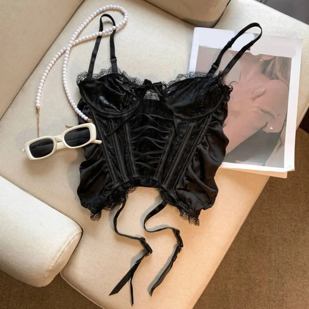 Elegant Mesh Transparent Lace Flower Camisole Sleeveless Ruffle Satin Lace-up Corset Sweet Tank Slim Crop Tops Ladies
Elegant Mesh Transparent Lace Flower Camisole Sleeveless Ruffle Satin Lace-up Corset Sweet Tank Slim Crop Tops Ladies