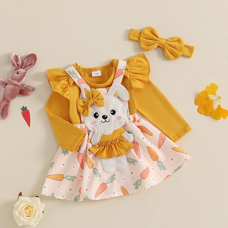 0-18M Baby Girl Easter Outfit Solid Ruffle Long Sleeve Romper Bunny Patch Suspender Skirt Bow Headband Infant 3 Pcs Spring Set
0-18M Baby Girl Easter Outfit Solid Ruffle Long Sleeve Romper Bunny Patch Suspender Skirt Bow Headband Infant 3 Pcs Spring Set