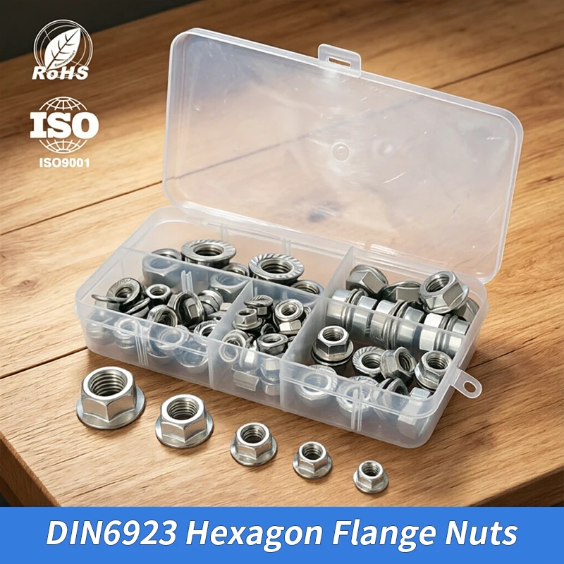 DIN6923 Serrated Hex Flange Nut SUS304 A2-70 INOX Stainless Steel Metric Lock Collar Fastener Box Packed M3 M4 M5 M6 M8 M10 M12
DIN6923 Serrated Hex Flange Nut SUS304 A2-70 INOX Stainless Steel Metric Lock Collar Fastener Box Packed M3 M4 M5 M6 M8 M10 M12