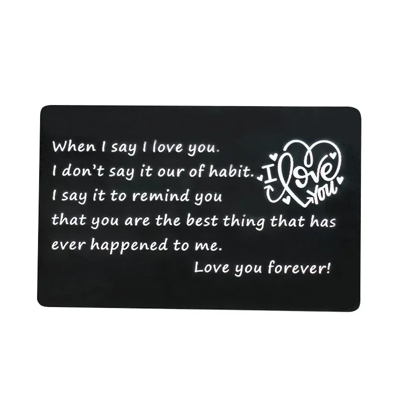 Когда я казажу, я люблю тебя, новая металлическая карточка, хит продаж, алюминиевая визитная карточка, индивидуальная табличка с лазерной гравировкой и надписью
Когда я казажу, я люблю тебя, новая металлическая карточка, хит продаж, алюминиевая визитная карточка, индивидуальная табличка с лазерной гравировкой и надписью